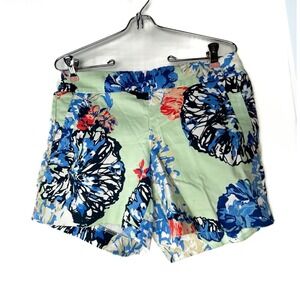 J. Crew Light Green & Floral Stretch Shorty‎ Shorts Size 4 Women's